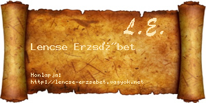 Lencse Erzsébet névjegykártya