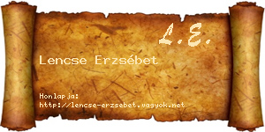 Lencse Erzsébet névjegykártya